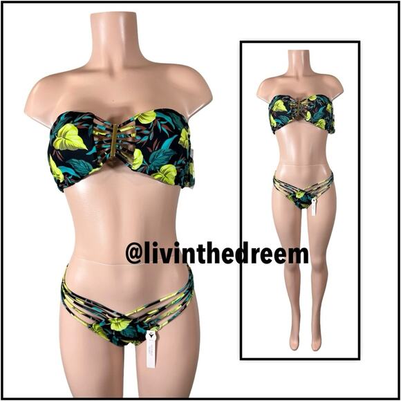 VICTORIA'S SECRET SWIM Archives Swim Bandeau Bikini Top XL & Bottoms M $120 - Picture 5 of 16